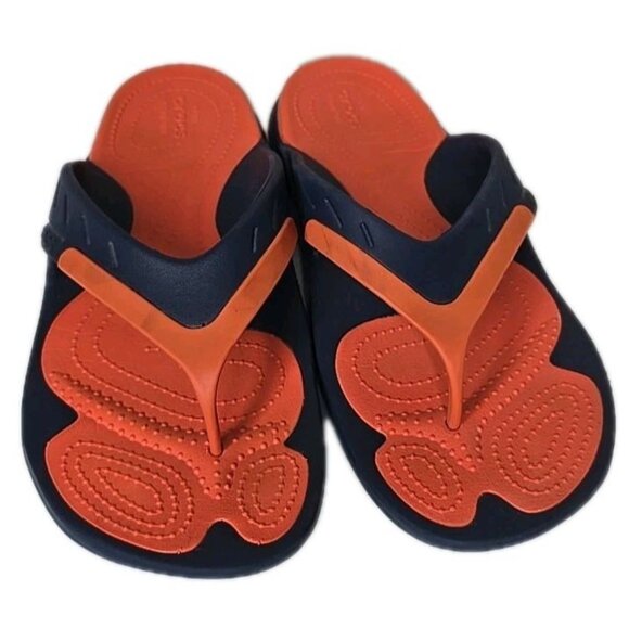 Crocs Orange Blue Modi Dual Comfort Sport Flip Flops Men’s Size 12 Broncos - Picture 1 of 7